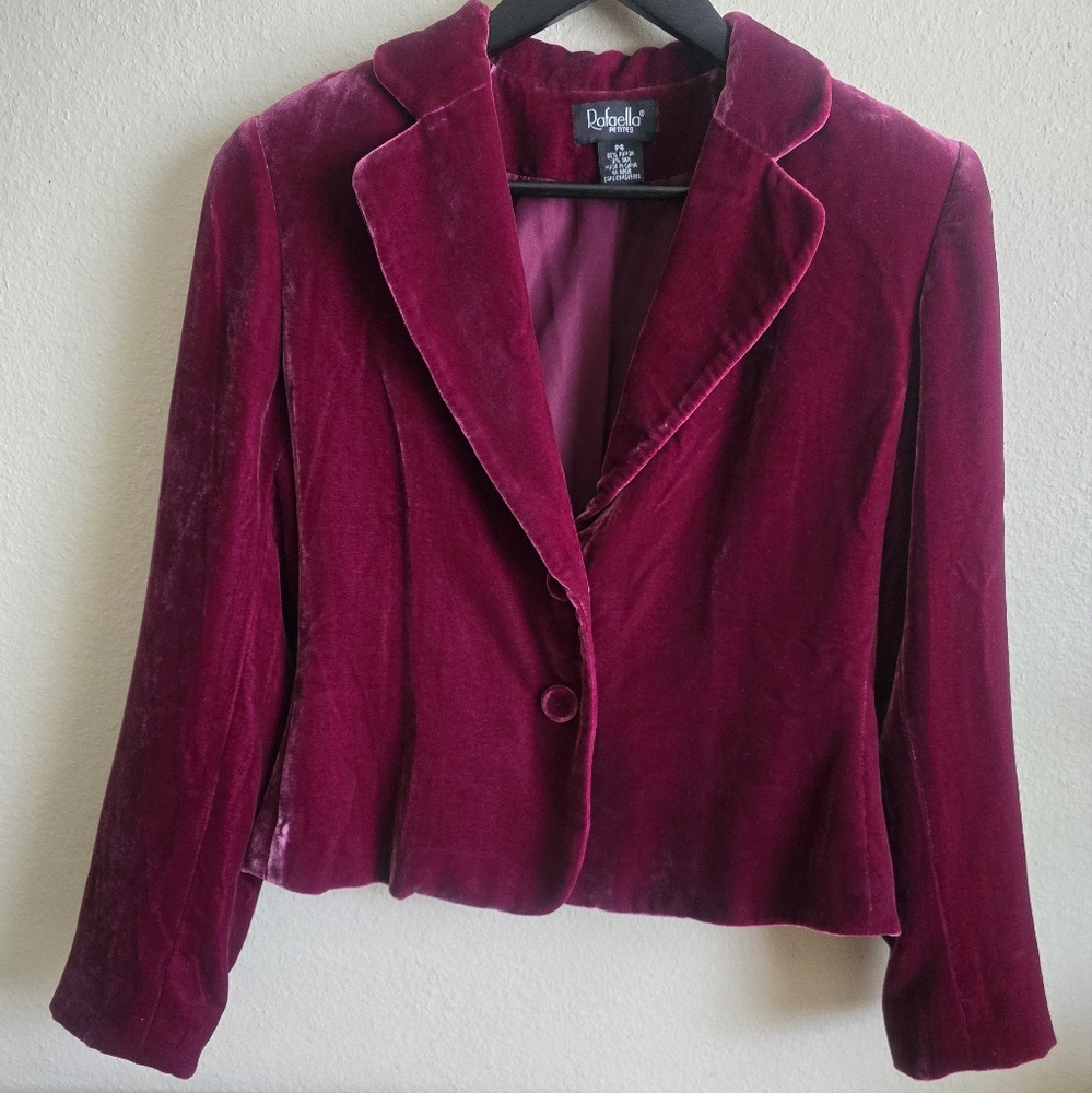 Rafaella Petites Burgundy Velvet Blazer